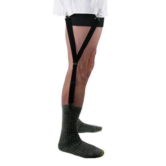 CTM Men's Elastic 1 Inch Casual Y Split Sock Garter Shirt Stays - Picture 3 of 3